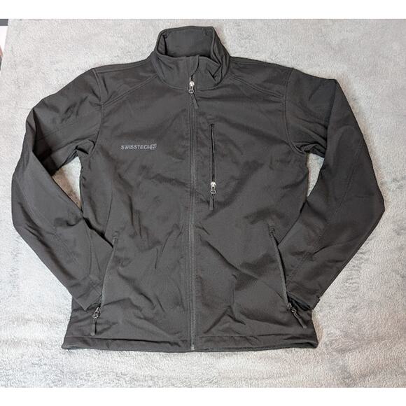 SWISS TECH Mens Small Black Full Zip Fleece Lined jacket Hiking Gorpcore Utility - Picture 1 of 9